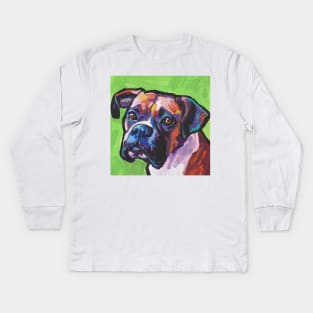 BOXER Dog Bright colorful pop dog art Kids Long Sleeve T-Shirt